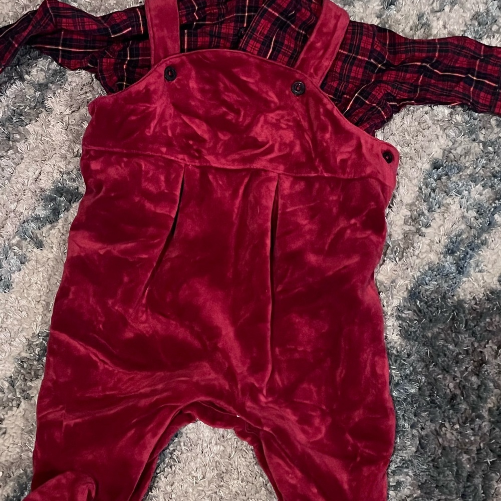 Polo Ralph Lauren size 3 months boys Velvet Overalls set,holiday,Christmas